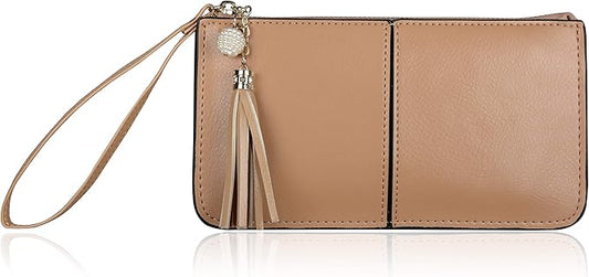 befen Genuine Leather Wristlet Clutch for Women Ultra-Slim Ladies Credit Card Holder Wallet Purses with RFID Protection