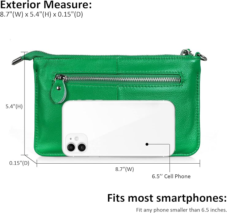 befen Genuine Leather Wristlet Clutch Wallet Purses Small Crossbody Bags for Women with RFID Blocking Card Slots