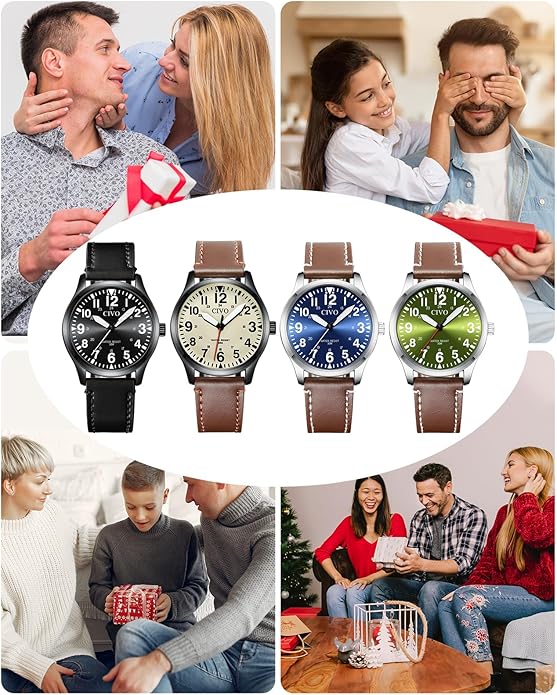 CIVO Analog Wrist Watches for Men: Waterproof Stainless Steel Mens Watches - Silver Watch with Easy Read Dial Men's Watch for Gift