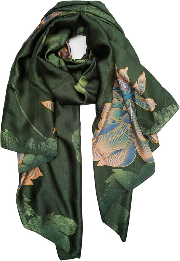 YOUR SMILE Large Mulberry Silk Feeling Long Stain Scarf Lightweight Sunscreen Shawls Wraps for Women