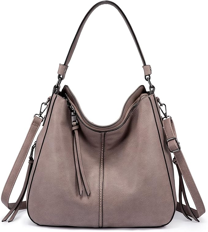 Realer Hobo Crossbody Bags for Women Designer Faux Leather Hobo Handbags Retro Large Size Shoulder Bag Bucket Purse