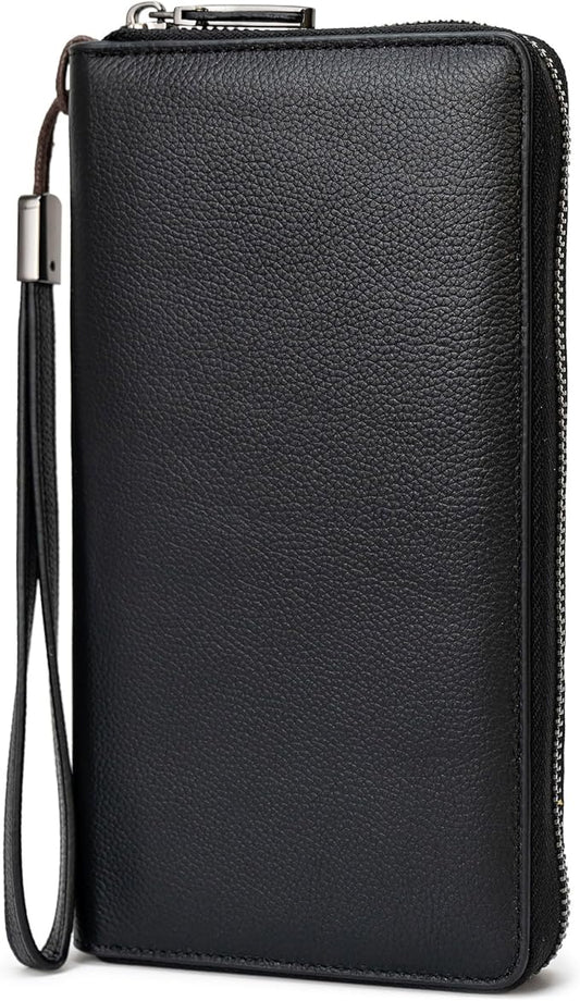Bveyzi Women RFID Blocking Wallet Leather Zip Around Phone Clutch Large Capacity Ladies Travel Purse Wristlet | RFID Blocking, Zip Around, Large Capacity