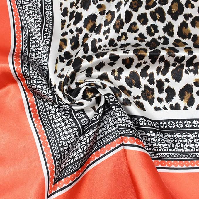YOUR SMILE Silk Like Scarf Women's Fashion Pattern Large Square Satin Headscarf Headdress