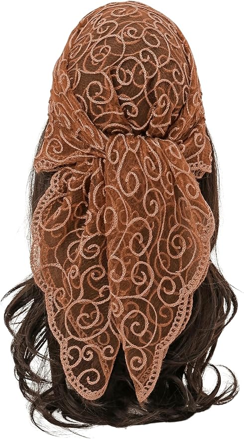 Floerns Women's Flower Embroidery Hair Scarf Headband Sheer Lace Hair Bandana