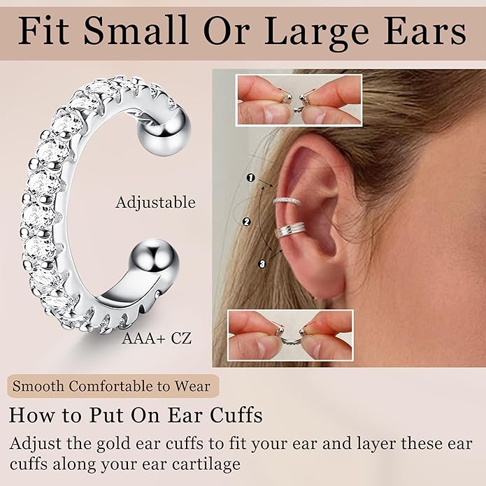 LOLIAS 𝐄𝐚𝐫 𝐂𝐮𝐟𝐟 𝐄𝐚𝐫𝐫𝐢𝐧𝐠𝐬 for Women Non Piercing Gold Plated Ear Cuffs 𝟏𝟒𝐊 𝐆𝐨𝐥𝐝 𝐏𝐥𝐚𝐭𝐞𝐝 Ear Cuff for Non Pierced Ears Clip on Cartilage Earring 𝐅𝐚𝐤𝐞 𝐄𝐚𝐫𝐫𝐢𝐧𝐠𝐬 Lightweight