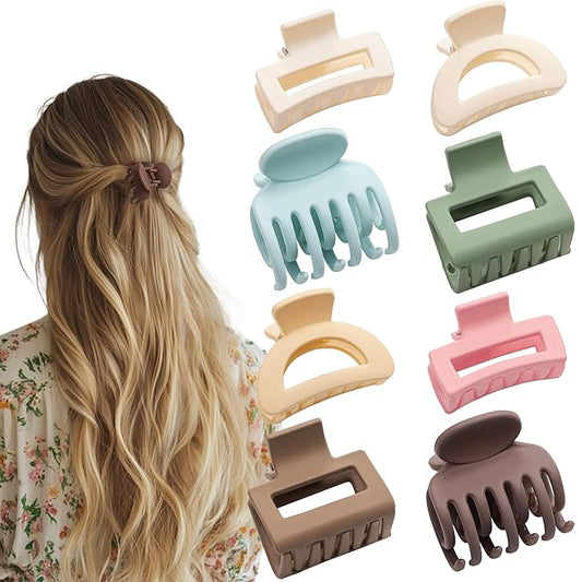 Small Hair Clips for Women Girls, 8 PCS 1.6 Inch Hair Claw Clips for Thin/Medium Thick Hair 4 Style Matte Hair Jaw Clips Non-Slip Tiny Hair Accessories