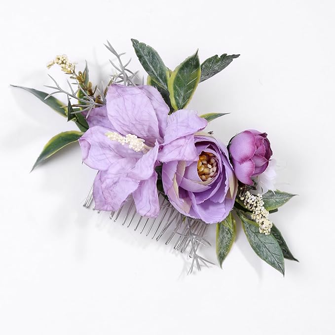 Flower Hair Clip for Women - Elegant Hair Accessory for Wedding, Party & Daily Wear (Purple)