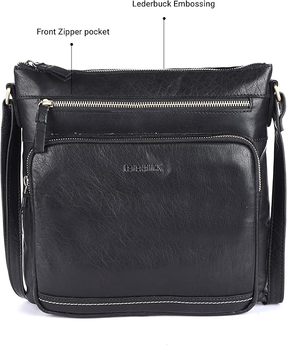 Olga Women's Extra-Large Genuine Leather Crossbody Purse – Soft Triple-Zip Shoulder Bag