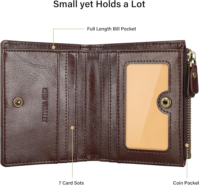 Lavemi Ultra Thin Small Compact Leather Womens Girls Wallets RFID Blocking Credit Card Holder for Women