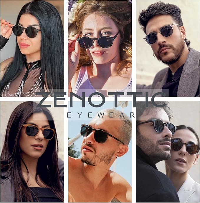 ZENOTTIC Polarized Sunglasses for Women Men: Retro Shades Round | Square Frame UV Protection 2 Pack