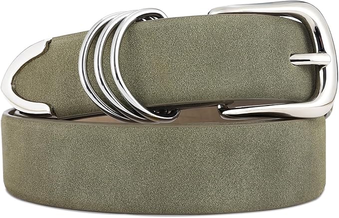 Women's Leather Belts with Gold Buckle Fashion Leather Waist Belt Elegant Ladies Belts for Jeans Dress & Casual Wear