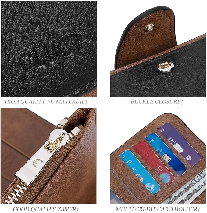 CLUCI Wallet For Women PU Leather RFID Blocking Womens Wallet Bifold Card Holder with ID Window Gifts for Women Birthday | RFID Blocking, Designer, Trifold, Card Holder, ID Window