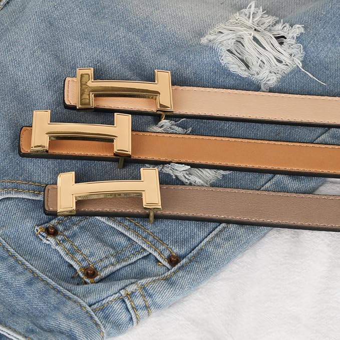 Relang Women's Belts with Gold Buckle, Fashion Waist Band, Elegant Ladies' Belt, Gift for Women
