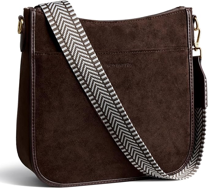 BOSTANTEN Crossbody Bags for Women Trendy Vegan Leather Hobo Purses Shoulder Handbags With Wide Shoulder Strap