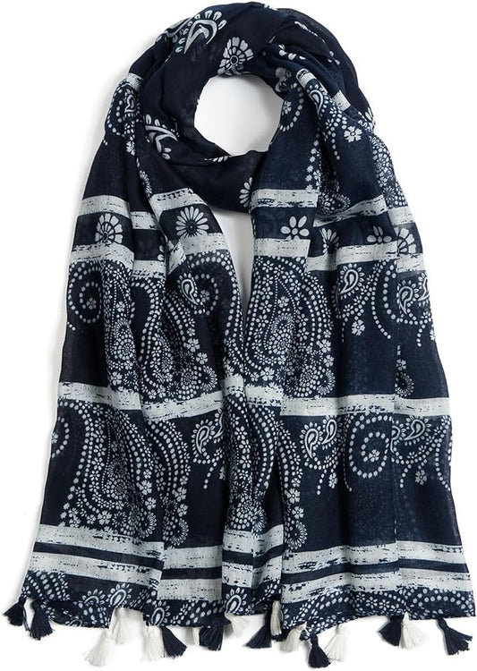 Scarf for Women Lightweight Soft Floral Leopard Printed Scarves Fall Winter Fashion Shawl Wrap with Fringe