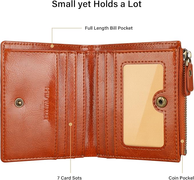 Lavemi Ultra Thin Small Compact Leather Womens Girls Wallets RFID Blocking Credit Card Holder for Women