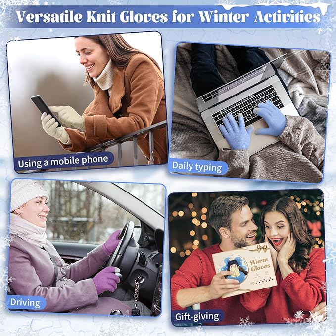 Omisy 4 Pairs Winter Gloves Women Touchscreen Cold Weather, Valentines Day Gifts for Her Wife Mom Girlfriend, Wam Mitten