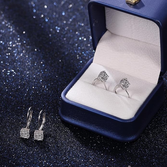 Moissanite Earrings for Women 2.0CT D Color,18K White Gold Plated Sterling Silver Dangle Earrings, Leverback Drop Earrings Jewelry for Gifts