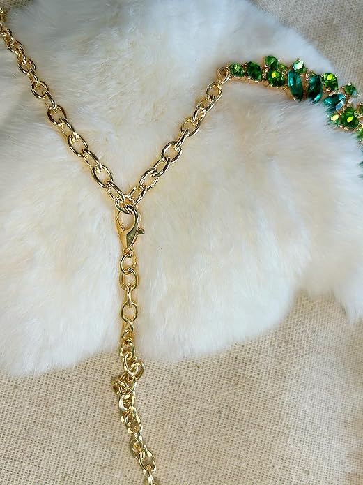 Women Jewelry Set Rhinestone Crystal Green Bride Statement Choker Necklace Teardrop Cluster Dangle Earrings Set for Wedding Party