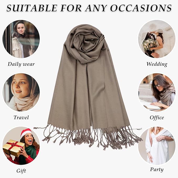 Achillea Soft Silky Pashmina Scarf for Women – Shawl Wrap for Evening Dresses, Bridesmaids, Weddings & Everyday Wear