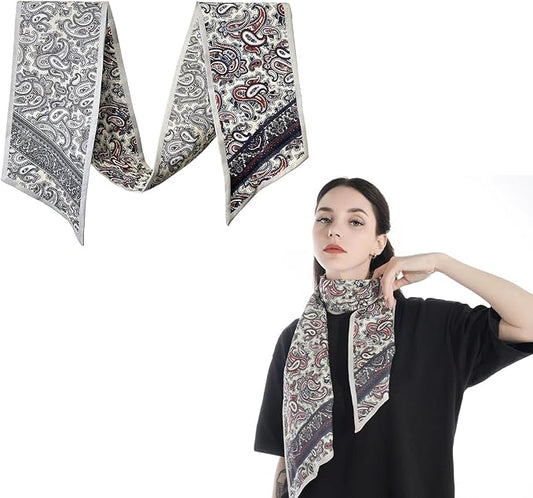 100% Mulberry Silk Ribbon Scarf for Hair Beach Head Wraps for Women Handbag accessories Necktie
