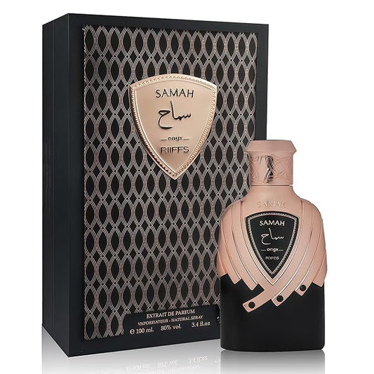 Samah Onyx Women's Gourmand Perfume Eau de Parfum - Bean, Amber Woods & Musk Luxury Scent with 24H Longevity | 3.4 Fl Oz 80% Vol Seductive Edible Fragrance