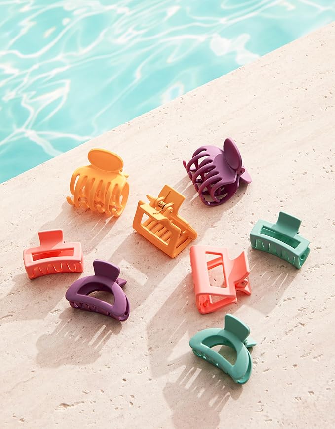 Small Hair Clips for Women Girls, 8 PCS 1.6 Inch Hair Claw Clips for Thin/Medium Thick Hair 4 Style Matte Hair Jaw Clips Non-Slip Tiny Hair Accessories