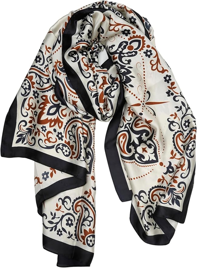 YOUR SMILE Large Mulberry Silk Feeling Long Stain Scarf Lightweight Sunscreen Shawls Wraps for Women