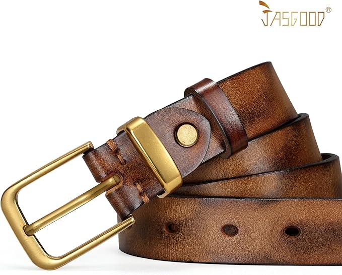 JASGOOD Women Belt Genuine leather Belt with Vintage Metal Buckle,Ladies Full Grain Leather Belt for Jeans Pants