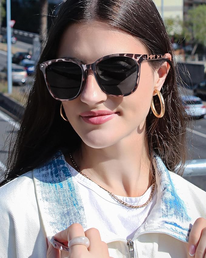 FIMILU 2 Packs Sunglasses for Women Polarized UV400 Protection Lens Big Frame Fashion Glasses Trendy Stylish Shade