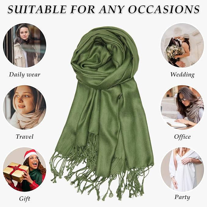 Achillea Soft Silky Pashmina Scarf for Women – Shawl Wrap for Evening Dresses, Bridesmaids, Weddings & Everyday Wear