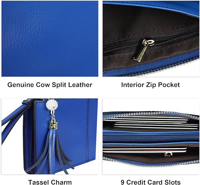 befen Genuine Leather Wristlet Clutch for Women Ultra-Slim Ladies Credit Card Holder Wallet Purses with RFID Protection