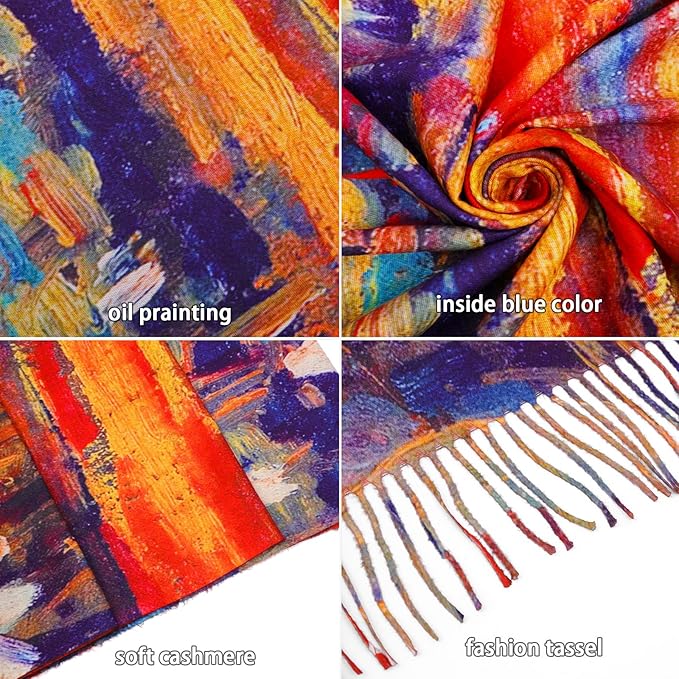 Scarf Shawl Wraps for Women Pashmina Soft Cashmere Scarf Printed Large Blanket Scarf Warm for Fall Winter