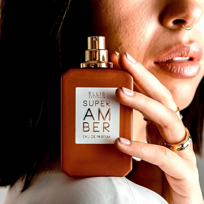 Ellis Brooklyn SUPER AMBER Eau de Parfum, Travel Spray, Warm Amber Perfume for Women, Gourmand, Vegan & Allergen-Free Fragrance with Vanilla Orchid, Cedarwood & Musk, 10ml / 0.33 Fl Oz