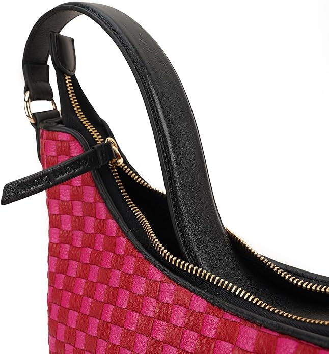 Handmade Woven Genuine Leather Bag, Premium Quality, Crossbody Purse & Hobo Handbag, Diagonal Pattern, 11.81x3.94x9.06 Inches