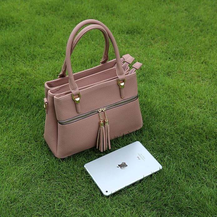 KKXIU Women Satchel Bags Handle Shoulder Handbags and Purses Pockets Zipper Leather Crossbody Bags