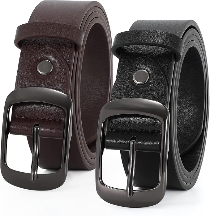 VONMELLI 2 Packs Women Leather Belts for Jeans Fashion Leather Ladies Waist Belt