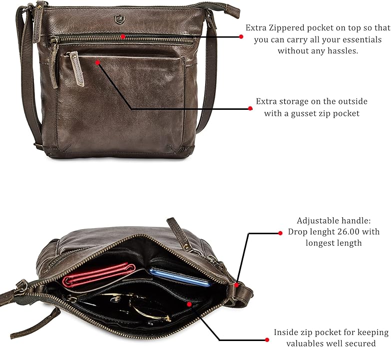 Real Leather Purse for Women Crossbody Bag Travel Shoulder Handbag Small Vintage Pocketbook | Real Leather, Travel, Shoulder, Small, Vintage