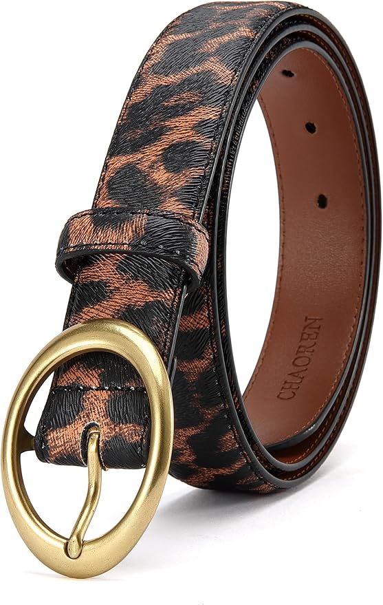 Womens Belt - CR Leather Belt Women Casual for Jeans Pants Dress - Belts with Gold Buckle for Women Fashion