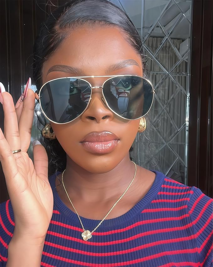 Retro Gold Aviator Sunglasses for Women Men, 2025 Metal Oversized 70s Aviators Sun Glasses