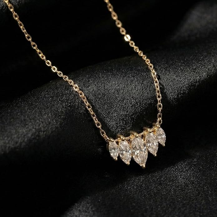 TRYNDI 14K Solid Gold Premium Lab Grown Diamond Necklace for Women – Gold Marquise Necklace Luxury Fine Jewelry Gift For Women, Wife Gifts For Christmas, Birthday, Anniversary and Valentines