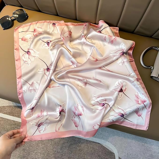 27.5 Inches Satin Bandanas Head Scarf for Women Silk Neck Scarves Accessories for Sleeping Handbags Scarf