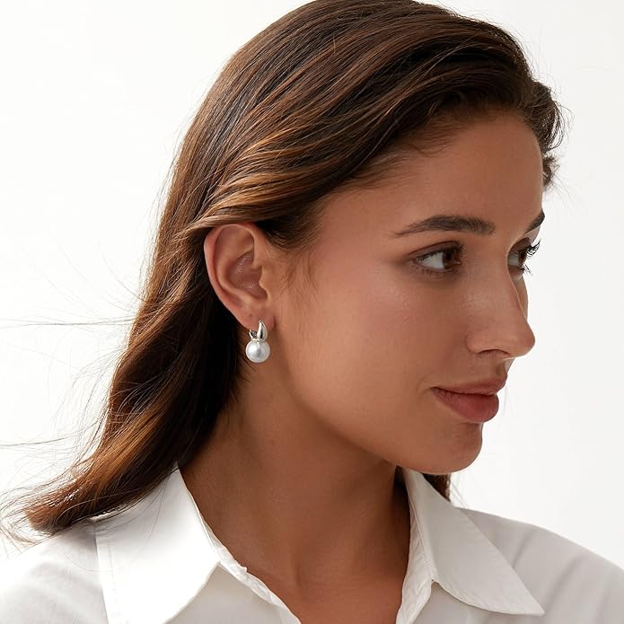 CHESKY Christmas Gifts Pearl Earrings for Women, Dainty 14K Gold Plated/Silver Plated Drop Quality Handpicked AAA+ Freshwater Cultured Round Pearls Dangle Earrings Wedding Jewelry for Women Gifts