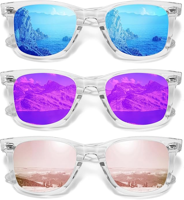MEETSUN Retro Polarized Sunglasses for Women Men Classic Mirror Lens Driving Trendy Sun Glasses UV Protection (3 Pack)