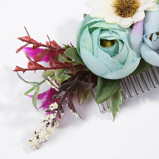 Flower Hair Clip for Women - Elegant Hair Accessory for Wedding, Party & Daily Wear (Aqua Blue)