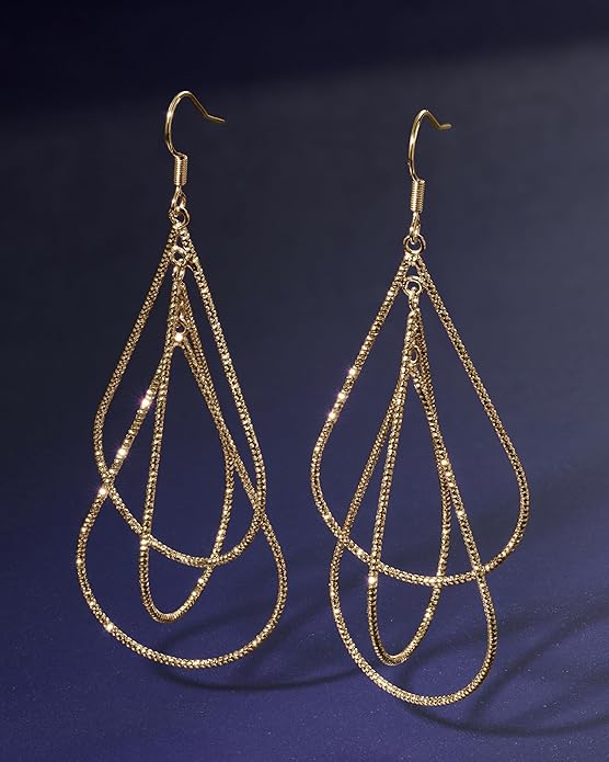 MILLA Teardrop Earrings - Designer Silver Statement Earrings or Gold Dangle Earrings for Women Trendy Upscale Dangly Earrings
