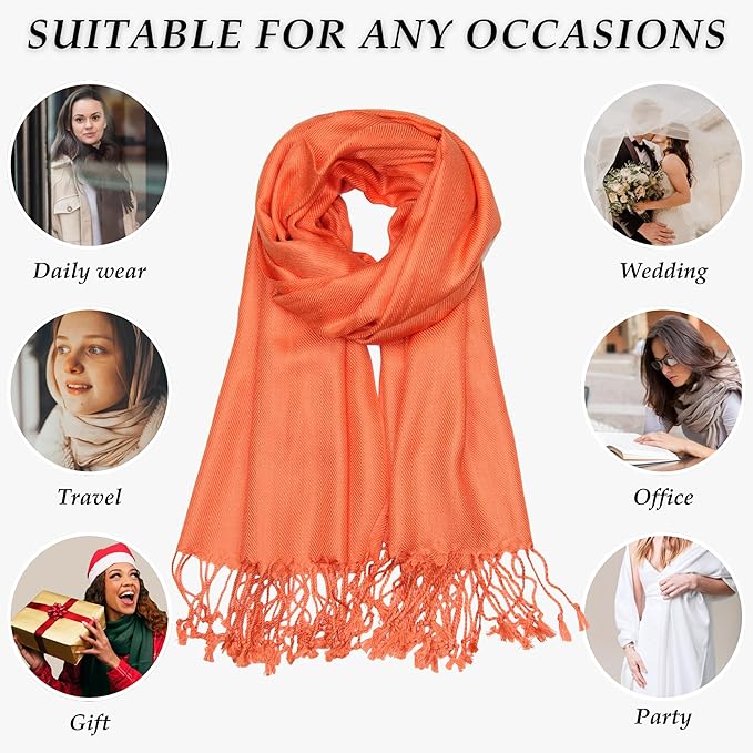Achillea Soft Silky Pashmina Scarf for Women – Shawl Wrap for Evening Dresses, Bridesmaids, Weddings & Everyday Wear