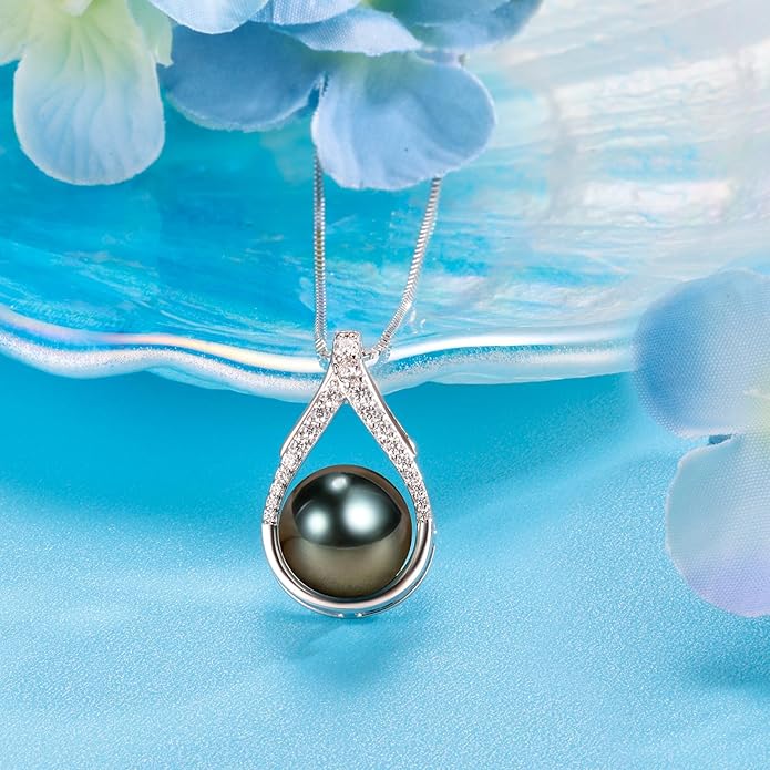 Gifts for Women Mom Her Girlfriend Grandma Wife on Christmas Day Mothers Day Valentines Birthday Gifts Wedding Gift Jewelry Anniversary Tahitian Black Pearl Necklaces