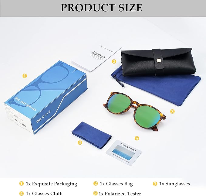 Vintage Round Polarized Sunglasses for Women Men Classic Retro Trendy Designer Style Sun Glasses UV400 Protection