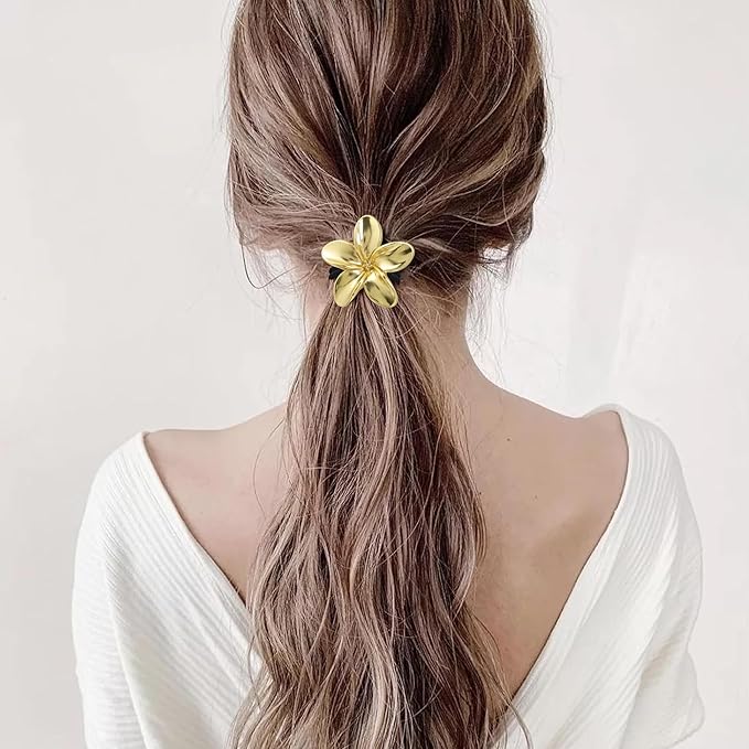 Gold Metal Hair Ties for Women - Cuffs, Accessories, Elastic Bands for Thick and Thin Hair Ponytails